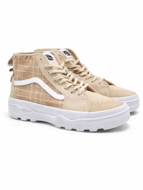 VANS SENTRY SK8-HI WOMENS SIZE 10 Beige Cream Plaid High Top Vans